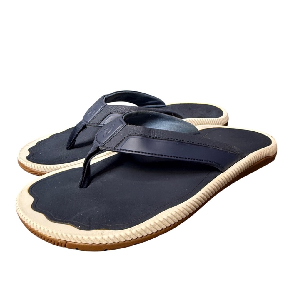Olukai Kukulu Men 13 Deep Navy Synthetic Thong Sandals Flip Flops Casual Comfort